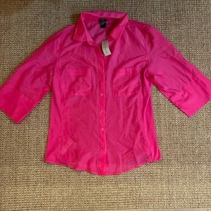 NWT Ann Taylor Button Down Pink Blouse 12
